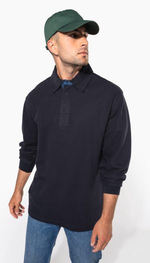 French rib > polo côtelé manches longues