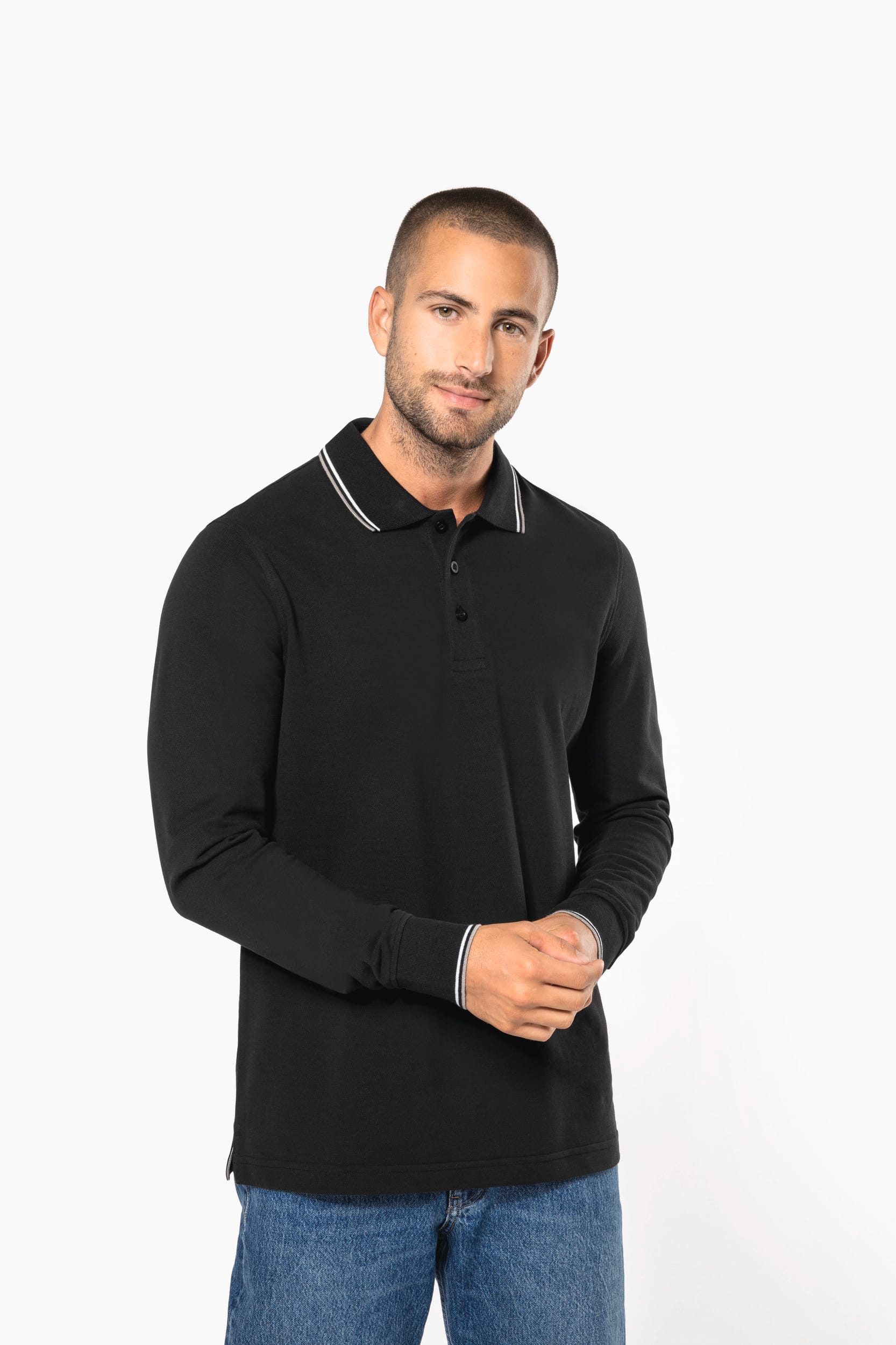 Polo maille piquée manches longues homme – Image 7