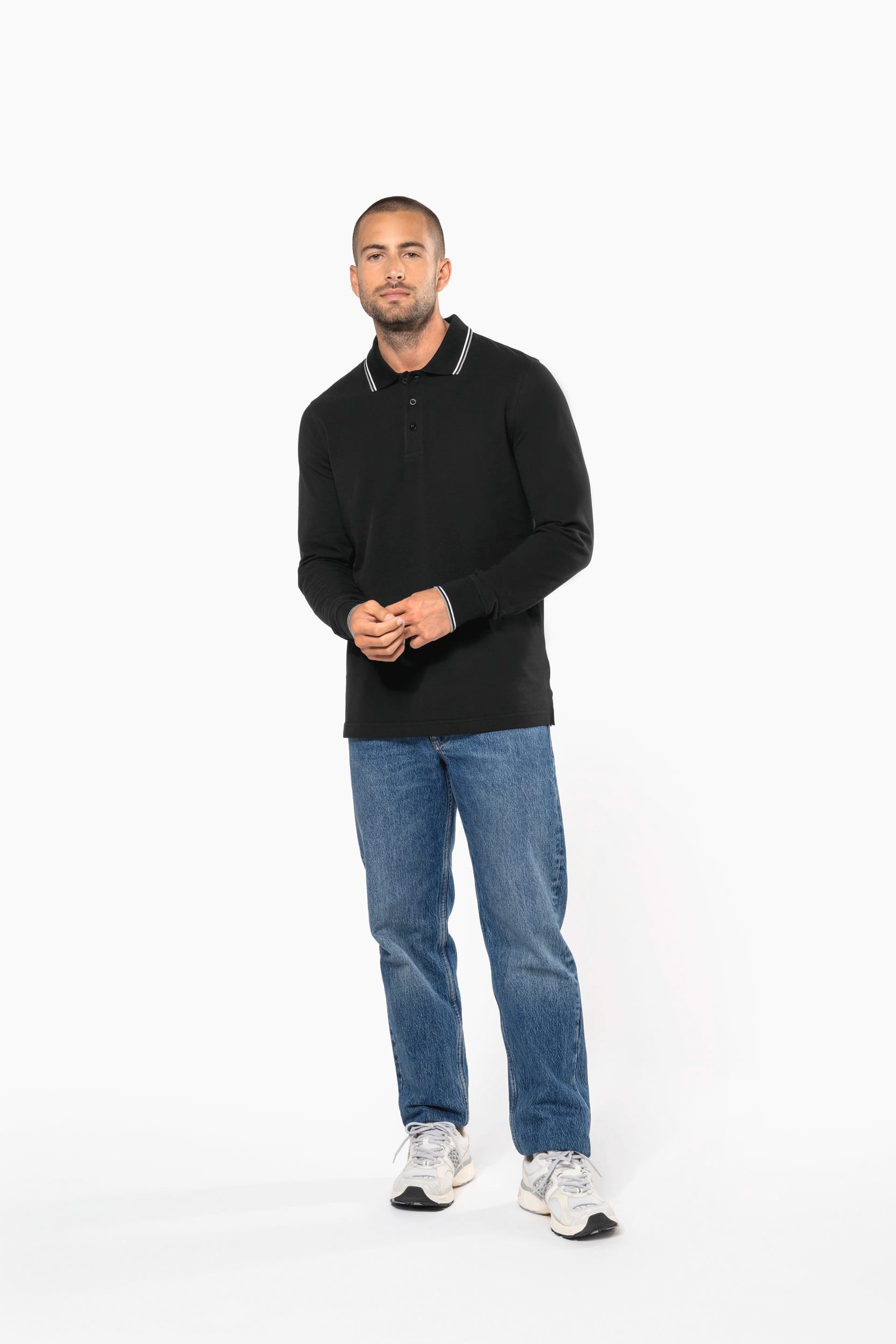 Polo maille piquée manches longues homme – Image 9