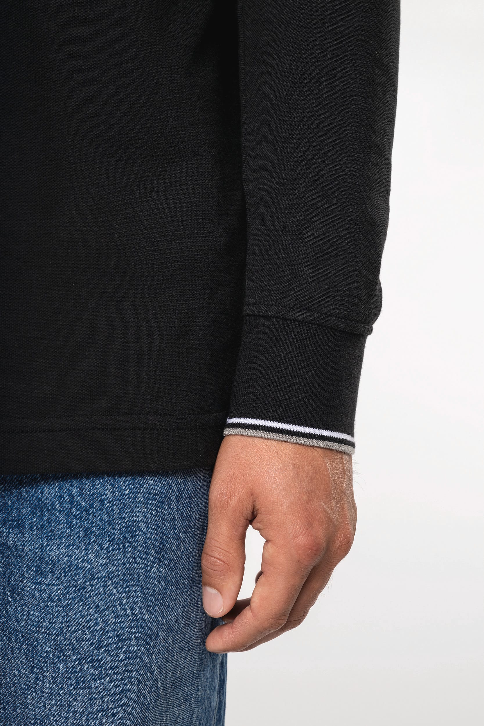 Polo maille piquée manches longues homme – Image 4