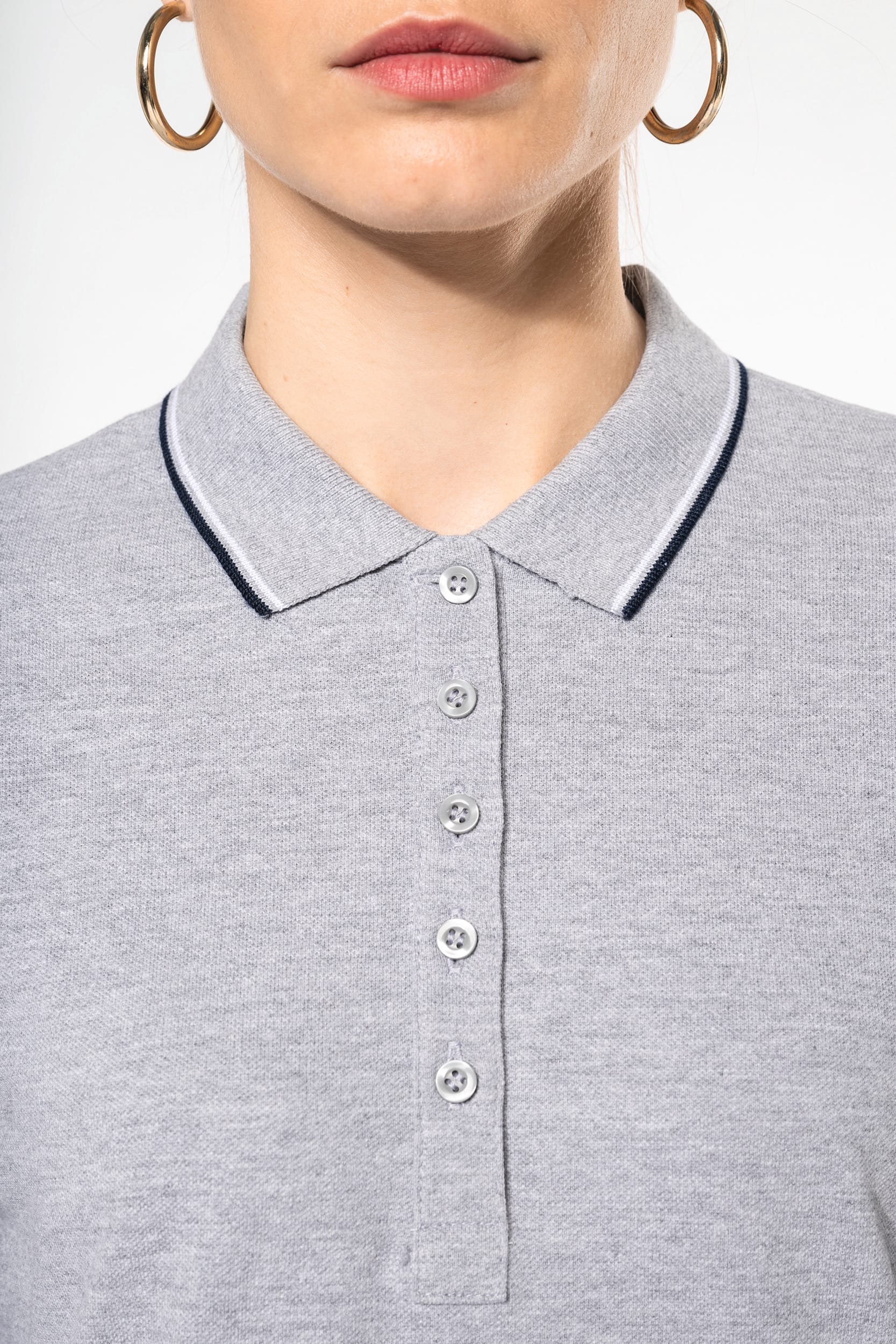 Polo maille piquée manches longues femme – Image 3