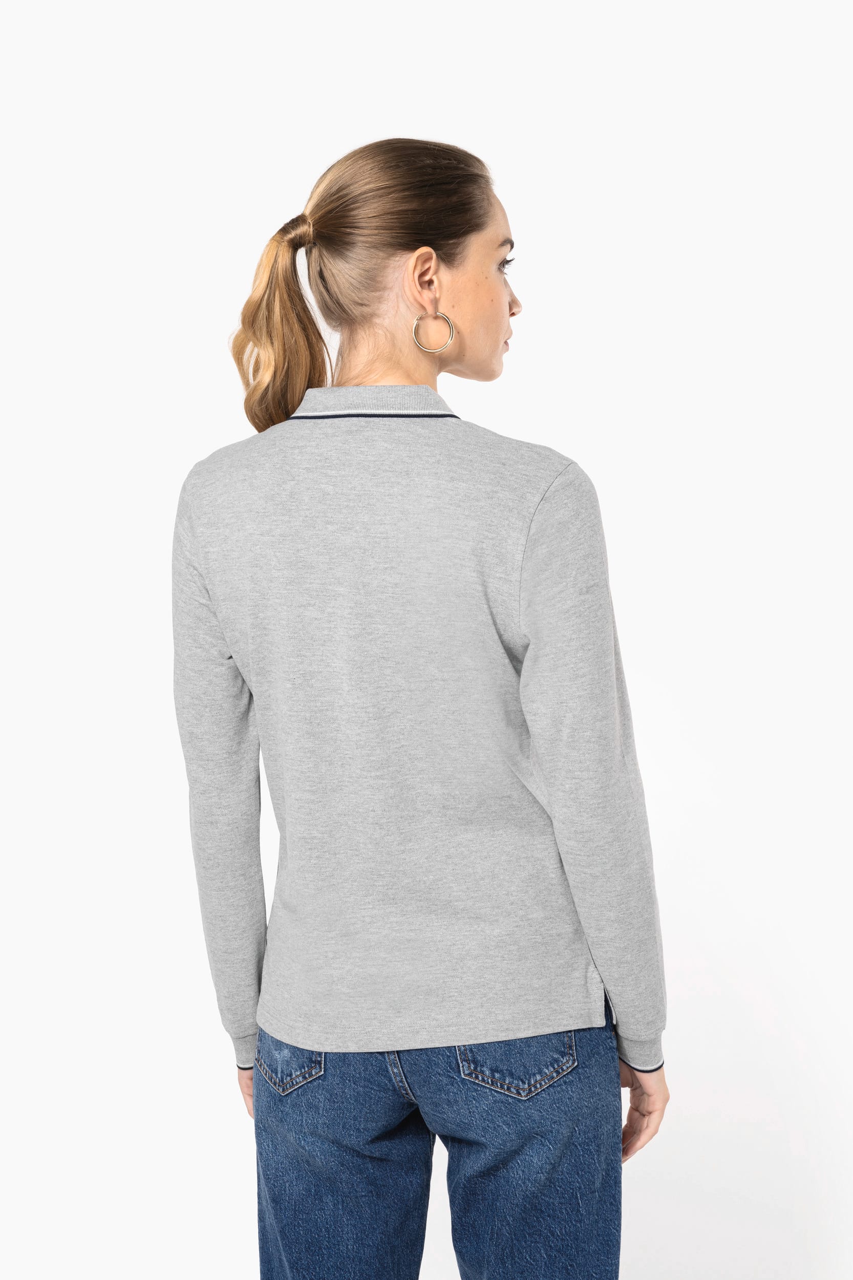 Polo maille piquée manches longues femme – Image 2