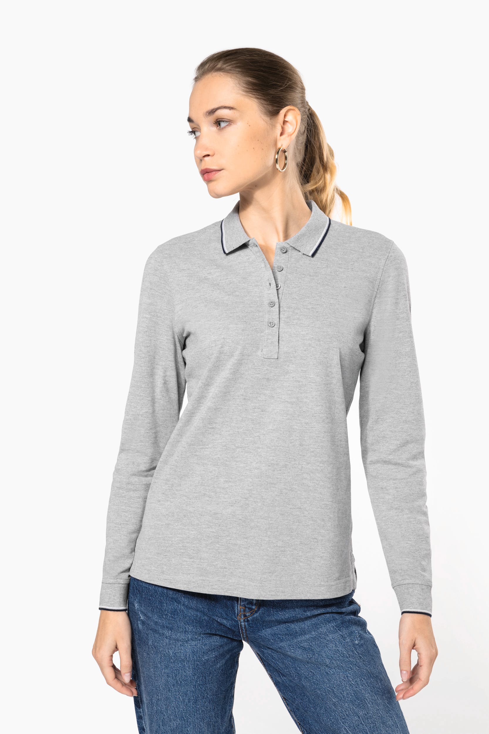 Polo maille piquée manches longues femme – Image 9