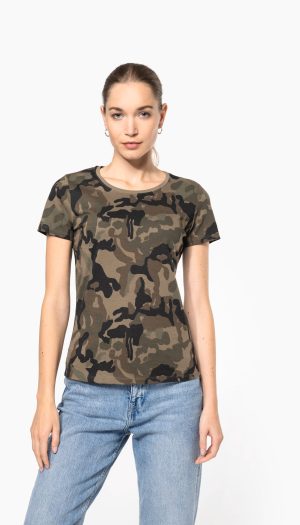 T-shirt camo manches courtes femme