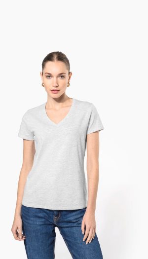 T-shirt col V manches courtes femme