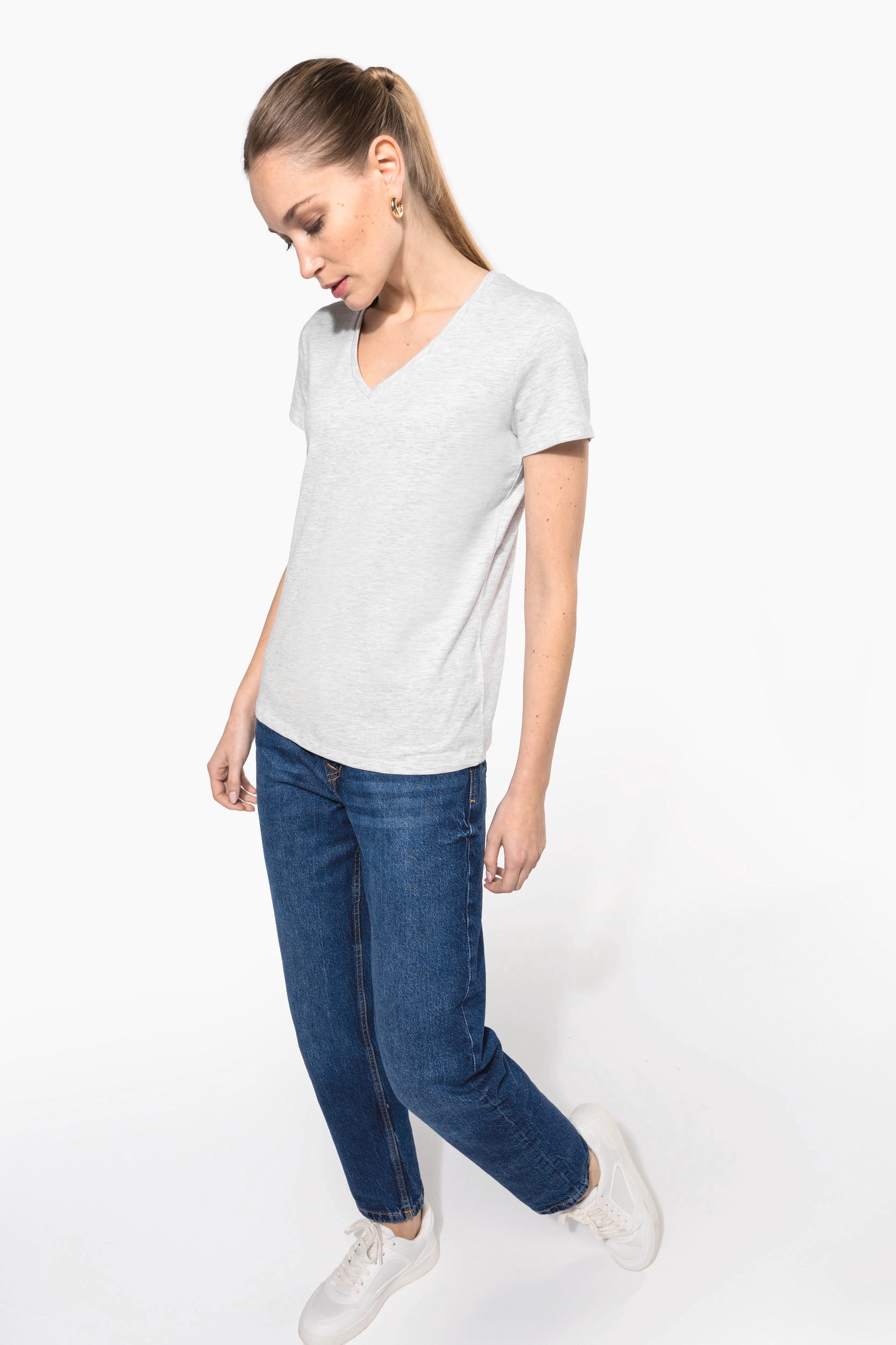 T-shirt col V manches courtes femme – Image 11