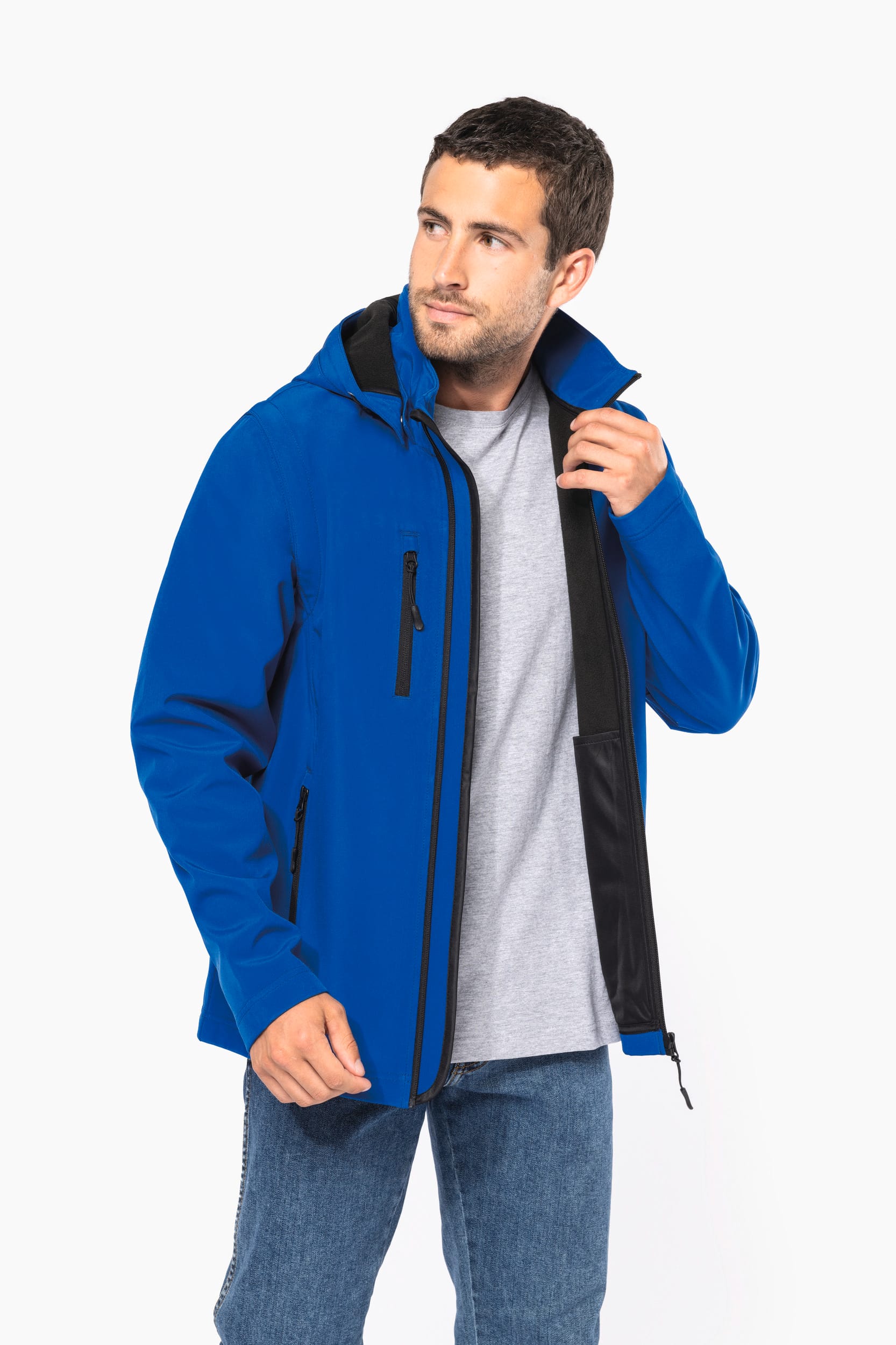 Veste Softshell 3 couches à capuche avec manches amovibles unisexe – Image 4