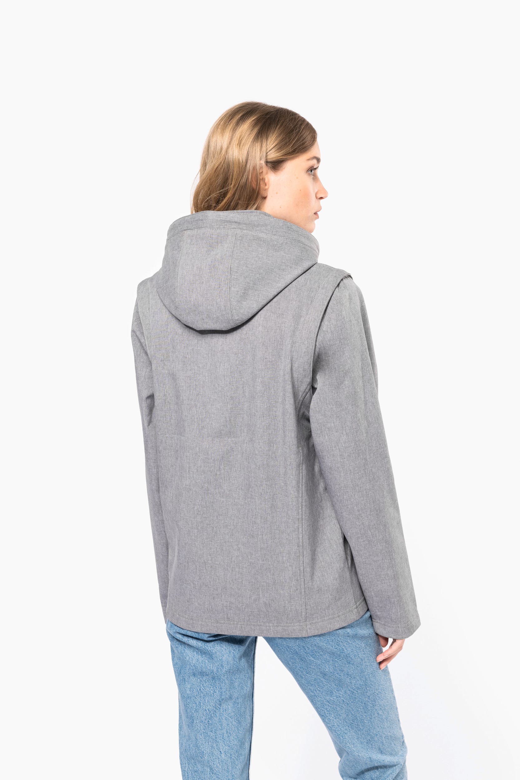 Veste Softshell 3 couches à capuche avec manches amovibles unisexe – Image 9