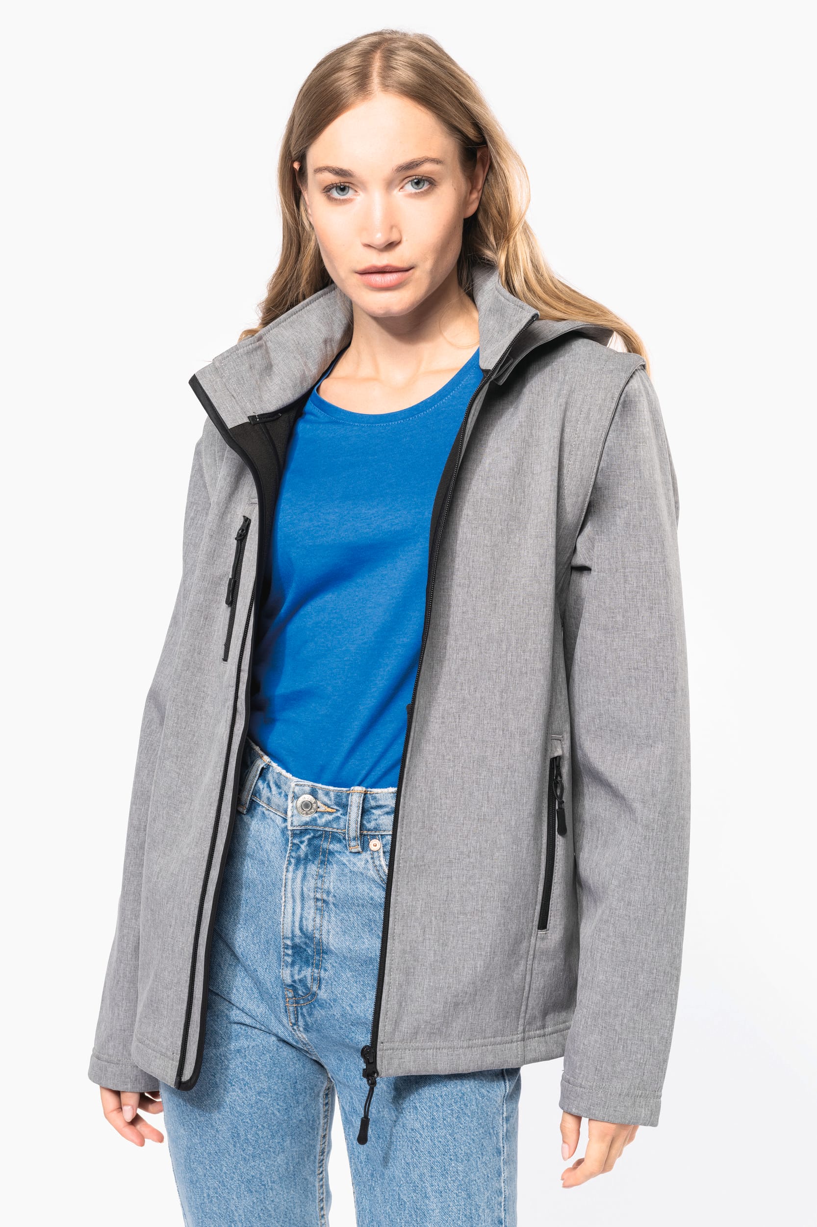 Veste Softshell 3 couches à capuche avec manches amovibles unisexe – Image 8