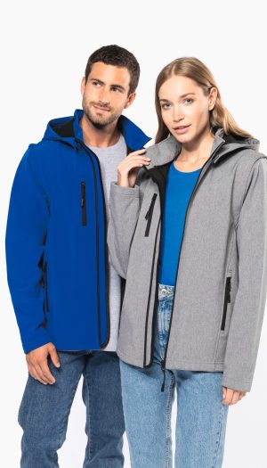 Veste Softshell 3 couches à capuche avec manches amovibles unisexe