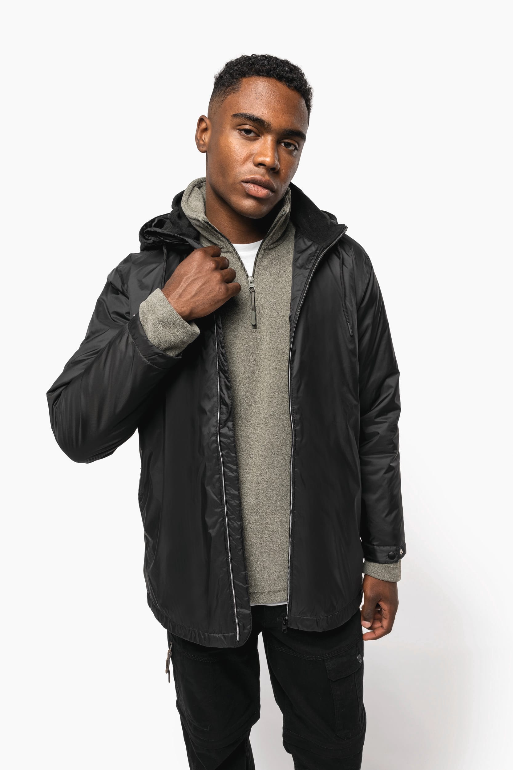 Veste à capuche avec doublure en micropolaire unisexe – Image 11