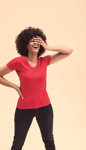 T-shirt femme col v Valueweight (61-398-0)